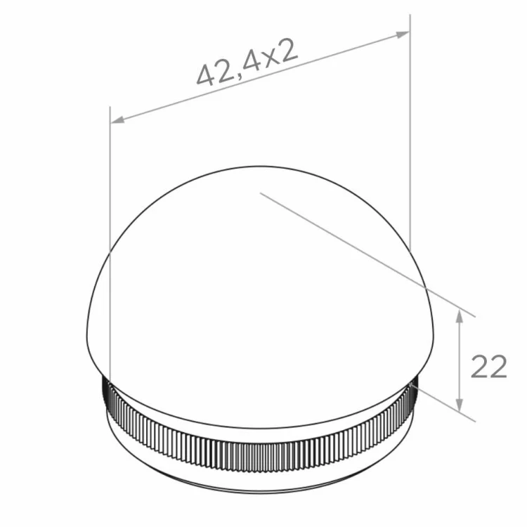 Kozza ellipsenförmige Endkappe zum Einschlagen für Geländerrohr 42,4 mm – Edelstahl AISI 304 satiniert 001-095 (2)