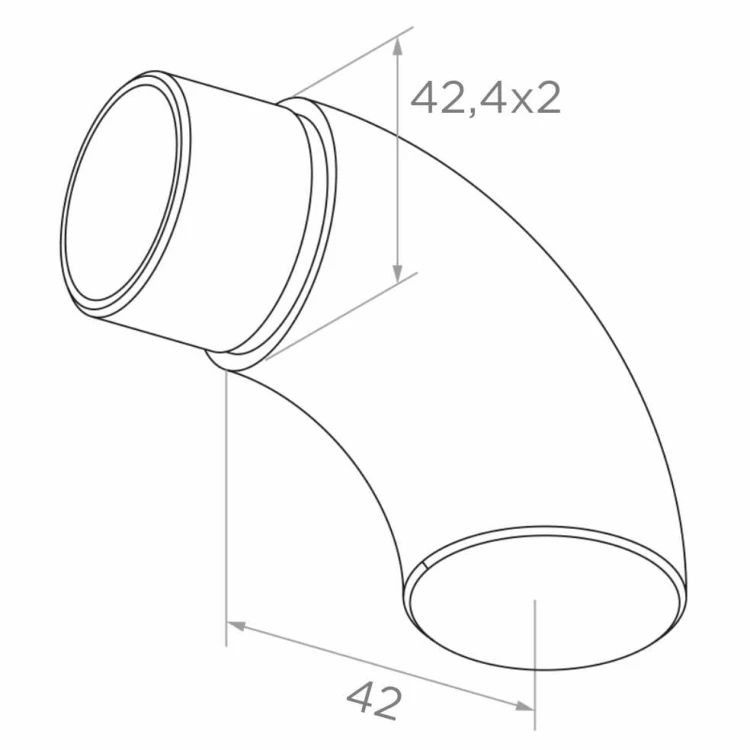 Geschlossenes Geländerbogen für Rohr 42,4 mm – Edelstahl AISI 304 satiniert 001-102 (2)