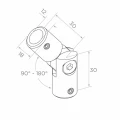 Postal – Gelenkwinkel für Geländer 90°–180° für Stange ø 12 mm, AISI 304 satiniert 001-146 (2)