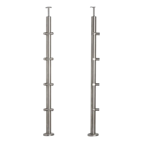 PSG Eckpfosten für Balustrade aus Edelstahl AISI 304 ø42,4 mm H1060 mm mit Halterungen für Stäbe ø12 mm 001-206 (1)