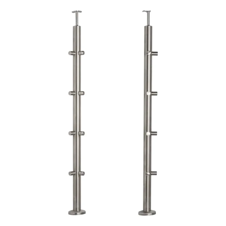 PSG Eckpfosten für Balustrade aus Edelstahl AISI 304 ø42,4 mm H1060 mm mit Halterungen für Stäbe ø12 mm 001-206 (1)
