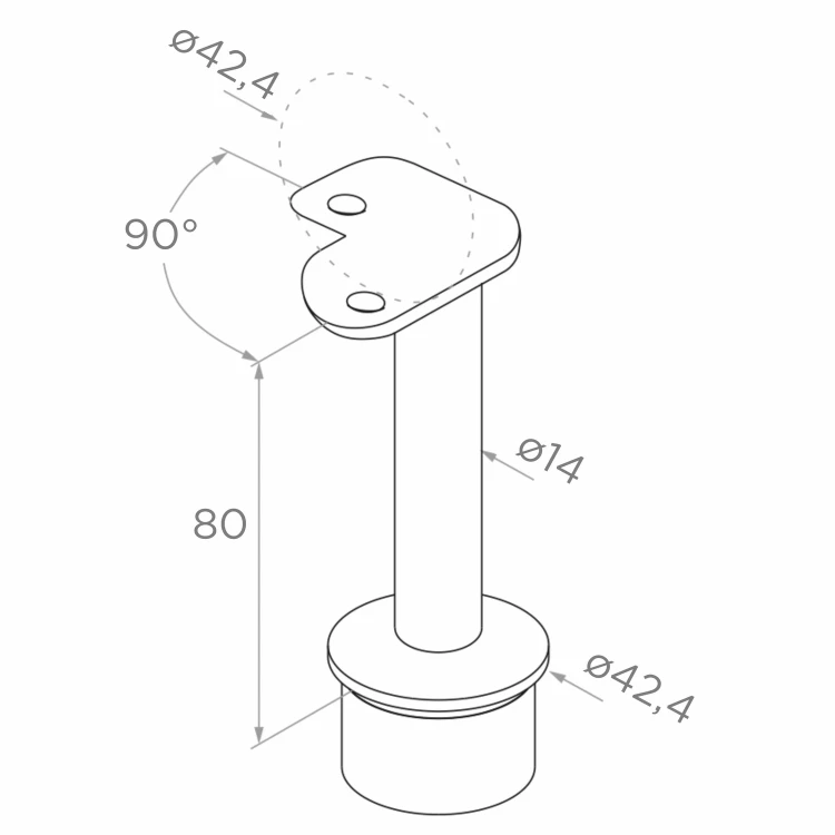 PSG Eckpfosten für Balustrade aus Edelstahl AISI 304 ø42,4 mm H1060 mm mit Halterungen für Stäbe ø12 mm 001-206 (4)