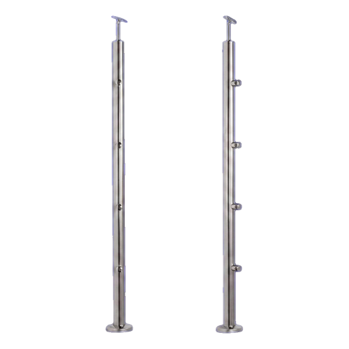 PSG Geländerpfosten durchlaufend Ø42,4 mm aus Edelstahl AISI 304 – 4 Halter Ø12, Bodenmontage 001-207 (1)