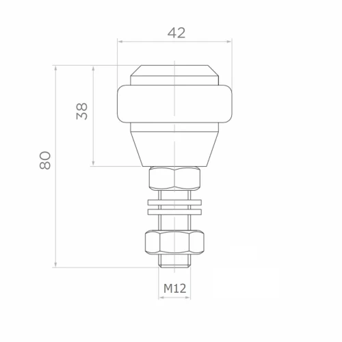 PSG gummierte Führungsrolle FI 42 mm für Schiebetore – Gewinde M12 001-282 (2)