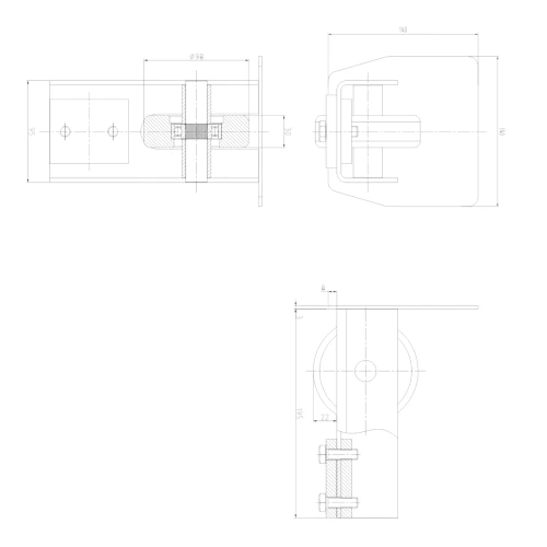 PSG Auffahrrolle 140 mm mit Endstück für selbsttragendes Schiebetor 001-299 (2)