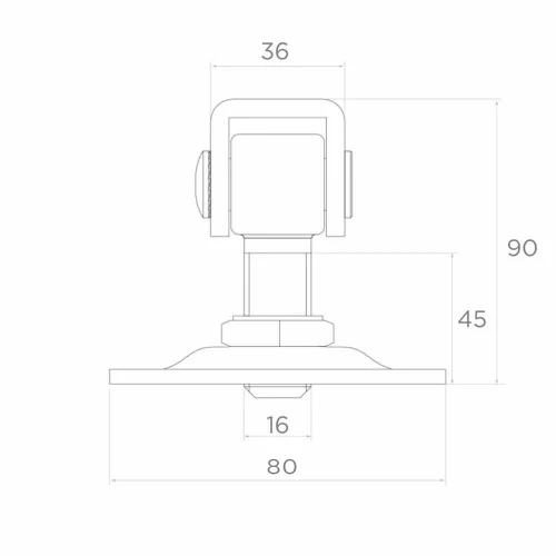 Verstellbares Torscharnier mit Zierschild M16 80×80 mm verzinkter Stahl 001-363 (2)