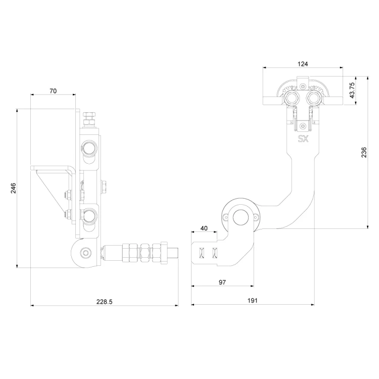 Comunello Albatros Piccolo – Charniersystem für Falttor bis 4 m / 100 kg 001-530 (8)
