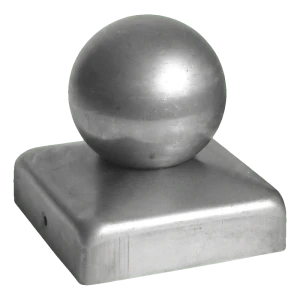 Stahl-Zaunkappe 120×120 mm mit Zierkugel ø 80 mm – roh