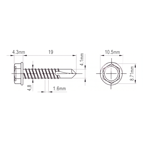 Bohrschraube DIN 7504 K 4,8x19 mm – Edelstahl A2, Sechskantkopf mit Flansch 001-923 (2)