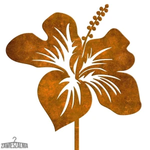 Gartendekoration Hibiskus aus Cortenstahl 19×97 cm – Gartenstecker