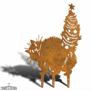 Zawieszalnia – Garten-Dekoration Weihnachtskatze XL 58 cm aus Cortenstahl