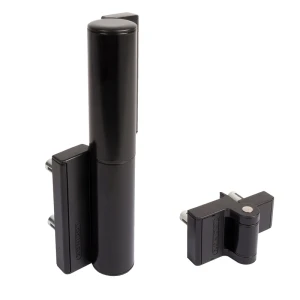 Locinox PUMA – hydraulischer Selbstschließer und 180°-Scharnier für Gartentore, schwarz RAL 9005