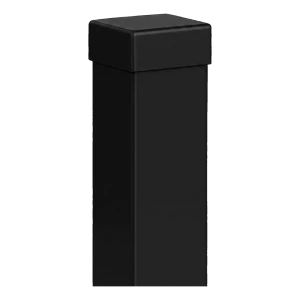 Zaunpfosten aus Stahl 80×80 mm schwarz RAL 9005 – 2,0 m mit Kappe