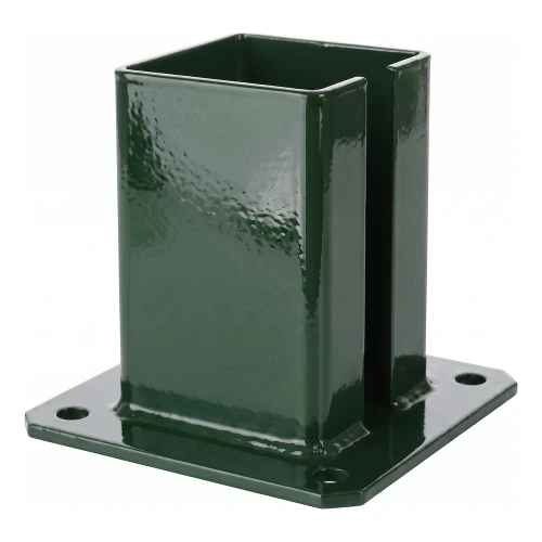 Stahlfußplatte für Zaun- und Torpfosten 100×100 mm grün RAL 6005 000-791 (1)