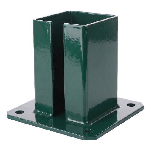 Stahlfußplatte für Zaun- und Torpfosten 100×100 mm grün RAL 6005 000-791 (2)
