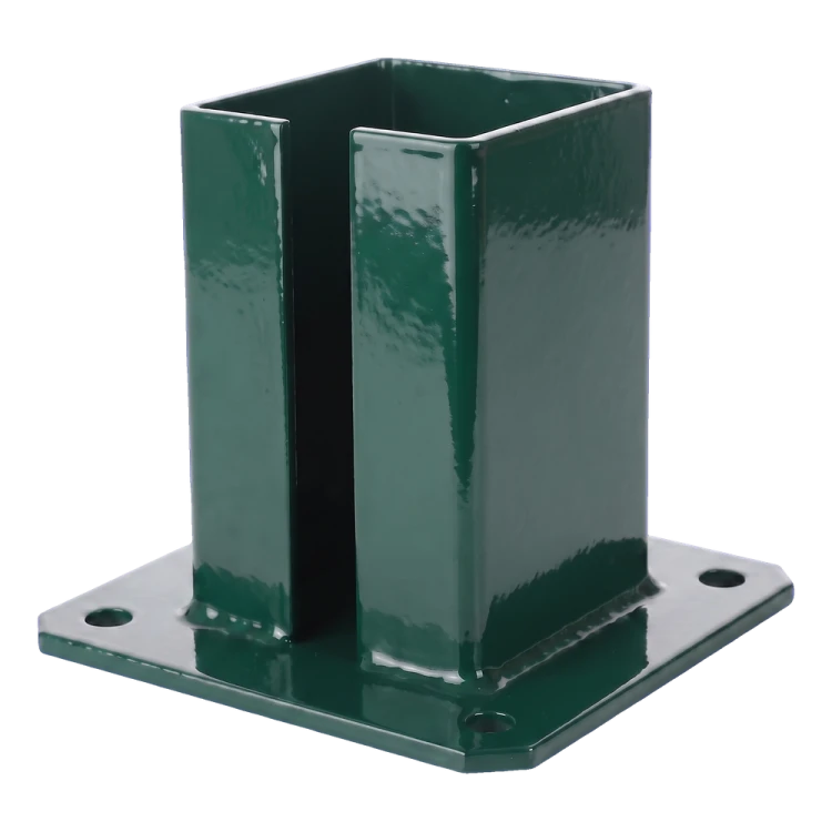 Stahlfußplatte für Zaun- und Torpfosten 100×100 mm grün RAL 6005 000-791 (2)