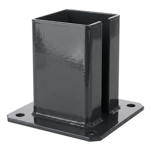 Stahlfundament für Zaunpfosten 100×100 mm – Montagefuß Graphit RAL 7016 000-792 (1)