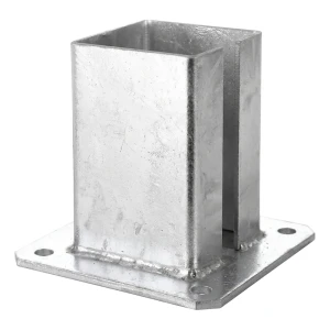 Stahl-Bodenplatte (Fußplatte) für Zaun- und Torpfosten 100×100 mm, verzinkt