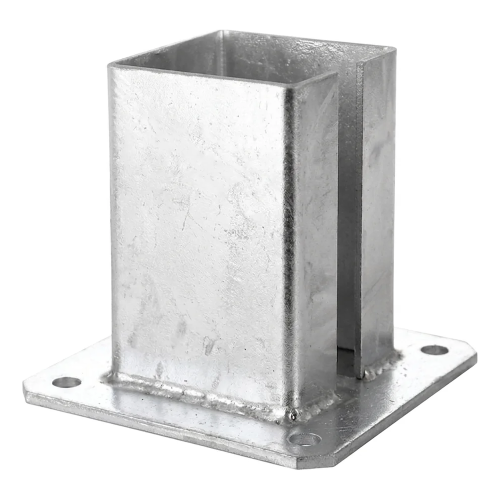 Stahl-Bodenplatte (Fußplatte) für Zaun- und Torpfosten 100×100 mm, verzinkt 000-789 (1)