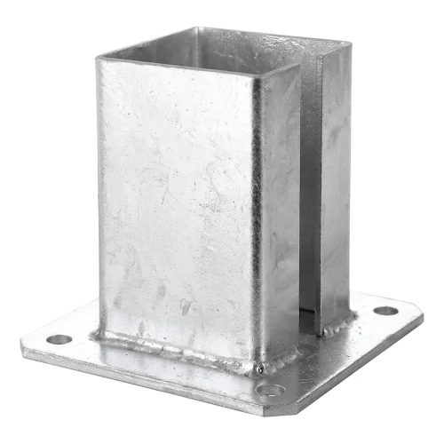 Stahl-Bodenplatte (Fußplatte) für Zaun- und Torpfosten 100×100 mm, verzinkt 000-789 (1)