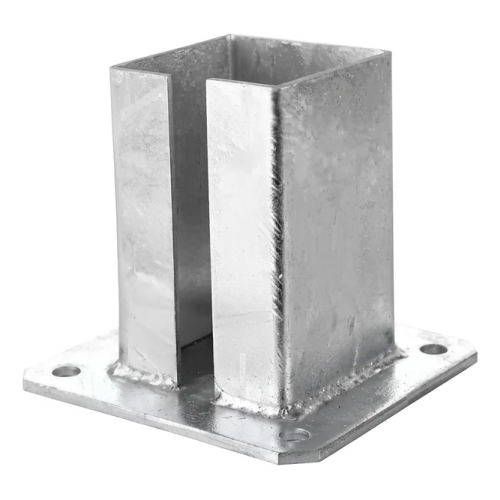 Stahl-Bodenplatte (Fußplatte) für Zaun- und Torpfosten 100×100 mm, verzinkt 000-789 (2)