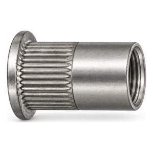 Blindnietmutter M8×16 Edelstahl A4 – Flachkopf, gerändelter Schaft – Karton 250 Stk.