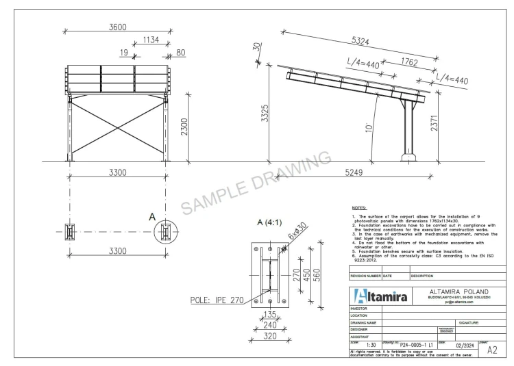 Solarcarport für 1 Fahrzeug L 5,7m x 3,3m Photovoltaik-Parkplatz GPV-101-06 (5)