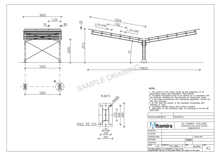 Solarcarport für 2 Fahrzeuge T 11,4m x 3,3m Photovoltaik-Parkplatz GPV-101-08 (4)