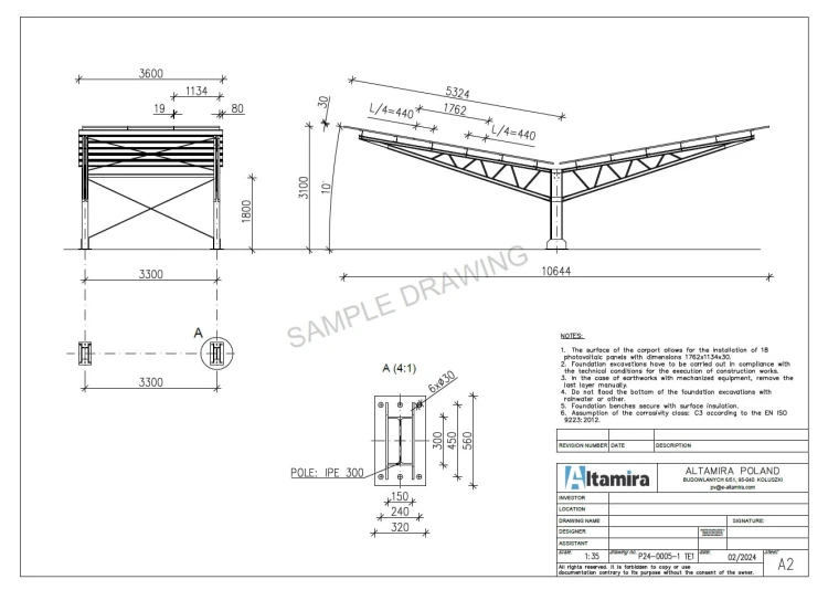 Solarcarport für 2 Fahrzeuge T Eco 11,4m x 3,3m Photovoltaik-Parkplatz GPV-101-09 (4)