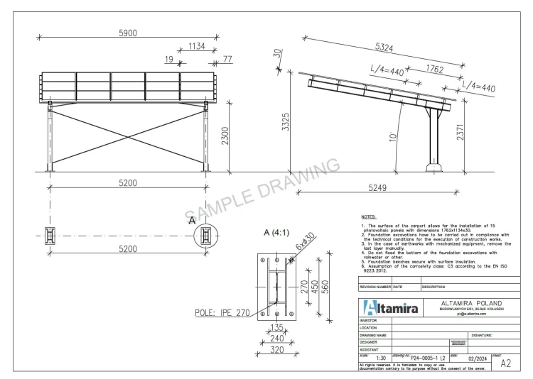 Solarcarport für 2 Fahrzeuge L 5,7m x 5,2m Photovoltaik-Parkplatz GPV-101-14 (5)