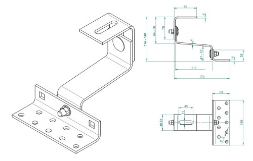 Haken T 120 mm (4-4-4) Breite 50 Klasse 1.4016 verstellbar VARIO PV-08-41 (2)