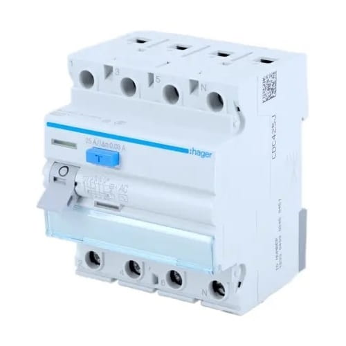 Fehlerstromschutzschalter 4P 40A 30mA Typ AC CDC440J HAGER GPV-401-36