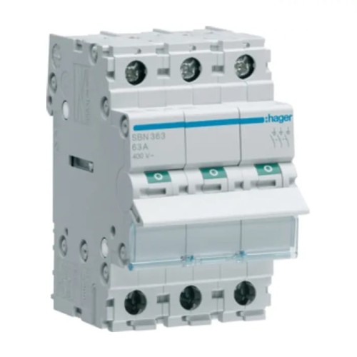 Trennschalter 3-phasig 3P 63A 400V AC SBN363 HAGER GPV-401-69