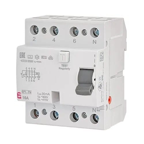 Fehlerstromschutzschalter 4P 40A 30mA Typ AC EFI6-P4 AC 40/0.03 002061652 ETI GPV-401-73