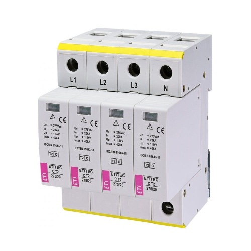 Überspannungsschutz Typ 2 (C) 4P 20kA 1,5kV ETITEC C T2 275/20 4+0 002440395 ETI GPV-401-97