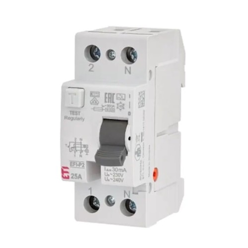 Fehlerstromschutzschalter 2P 25A 30mA Typ AC EFI6-P2 AC 25/0.03 002061251 ETI GPV-401-104