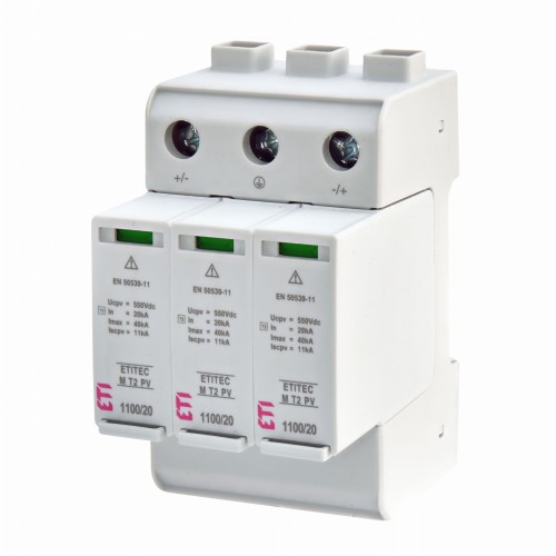 Überspannungsableiter PV DC Typ 2 (C) 1100V 3P 20kA 3,8kV ETITEC M T2 PV 1100/20 Y 002440515 ETI GPV-401-135