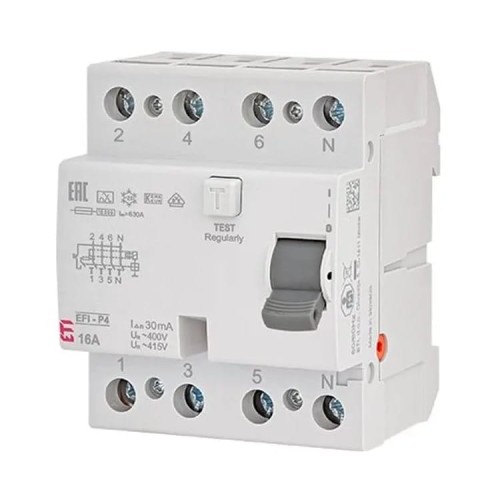 Fehlerstromschutzschalter 4P 25A 30mA Typ AC EFI6-P4 AC 25/0.03 002061651 ETI GPV-401-137