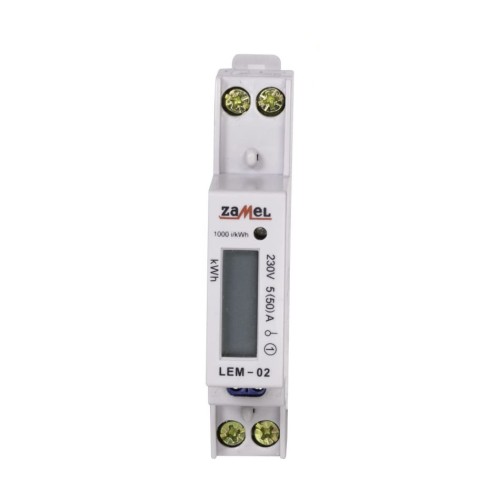 Energiezähler 1-phasig LCD 50 A 1-Modul Typ: LEM-02 ZAMEL GPV-401-184