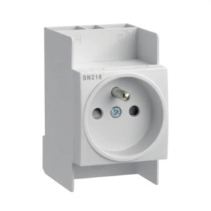 Schienen-Steckdose DIN 10-16A 250V mit Schutzkontaktstift SN216 HAGER