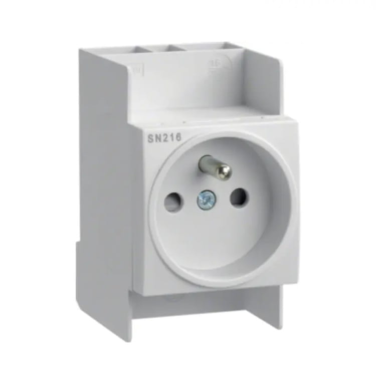 Schienen-Steckdose DIN 10-16A 250V mit Schutzkontaktstift SN216 HAGER GPV-401-193