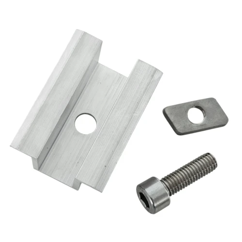 Mittlere Klemmhalterung H25 L50 Roh mit Schraube M8x20 und Einsatz für 30-mm-Paneele PV-04-16 (2)