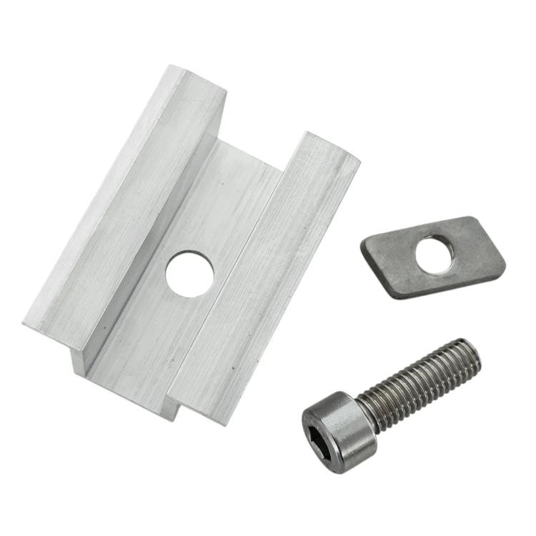 Mittlere Klemmhalterung H25 L50 Roh mit Schraube M8x20 und Einsatz für 30-mm-Paneele PV-04-16 (2)