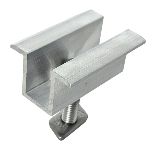 Mittlere Klemmhalterung H25 L50 Roh mit Schraube M8x25 und Einsatz für 35-mm-Paneele PV-04-17