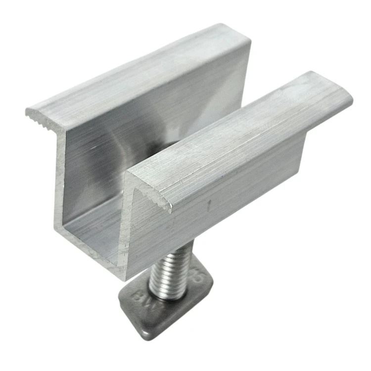 Mittlere Klemmhalterung H25 L50 Roh mit Schraube M8x25 und Einsatz für 35-mm-Paneele PV-04-17