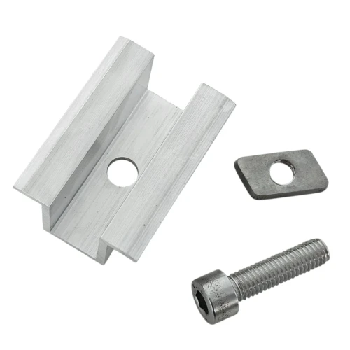 Mittlere Klemmhalterung H25 L50 Roh mit Schraube M8x25 und Einsatz für 35-mm-Paneele PV-04-17 (2)