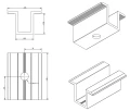Mittlere Klemmhalterung H25 L50 Roh mit Schraube M8x25 und Einsatz für 35-mm-Paneele PV-04-17 (3)