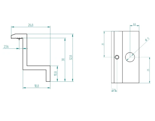 Seitliche Klemmhalterung H30 mit Erdungspin PV-03-32 (2)
