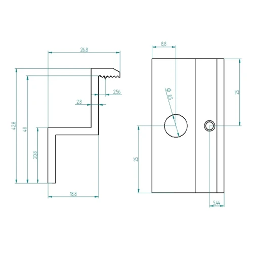 [RDY] Endklemme H40 L50 - roh mit Erdungspin PV-03-80 (2)