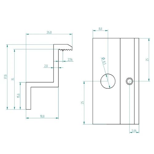 [RDY] Endklemme H35 L50 - roh mit Erdungsstift PV-03-38 (2)